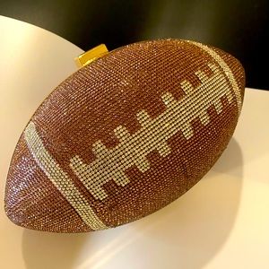 Brown crystal football to all fans gold toned